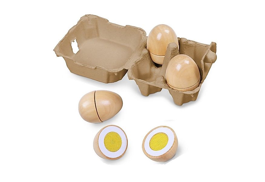 TikTakToo Spiellebensmittel 4 teilbare Holz Eier in Verpackung, Holzspielze günstig online kaufen