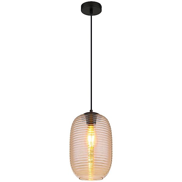 GLOBO Pendelleuchte JEFREY 15794HA schwarz amber Metall H/D: ca. 120x20 cm günstig online kaufen