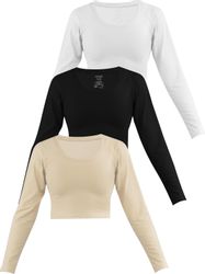 Janice Langarmshirt 3 x Damen crop günstig online kaufen