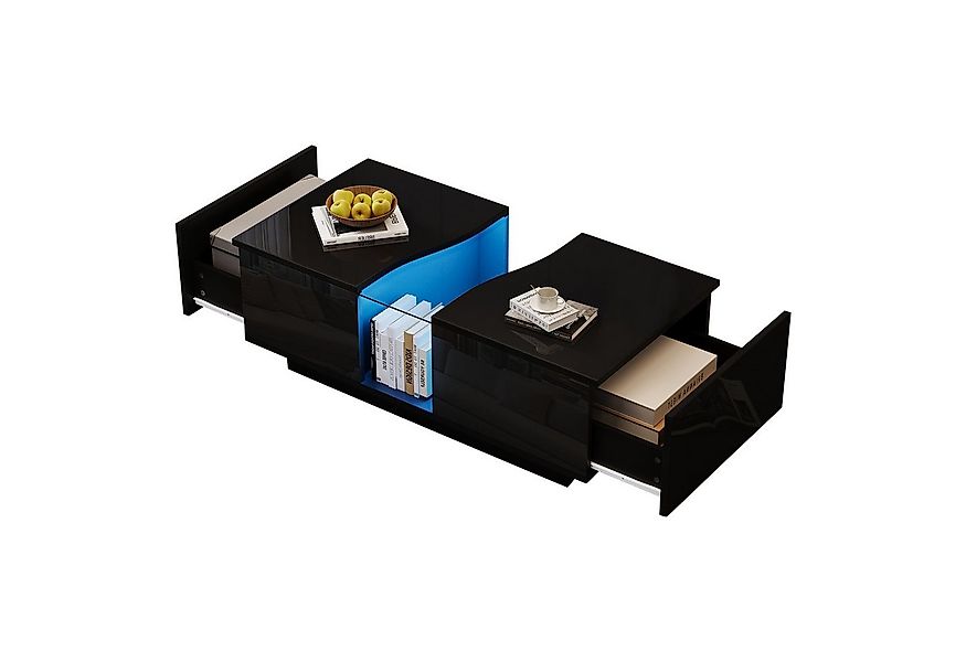 Merax Couchtisch hochglanz Sofatisch Beistelltisch mit LED-Beleuchtung (100 günstig online kaufen