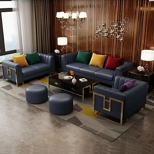 JVmoebel Sofa Ledersofa Couch Sofagarnituren 3+2+1 Sitzer Garnitur Design, günstig online kaufen