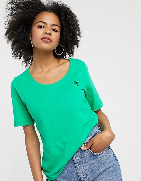 Selected Femme – T-Shirt mit Kaktusmotiv in Grün-Weiß günstig online kaufen