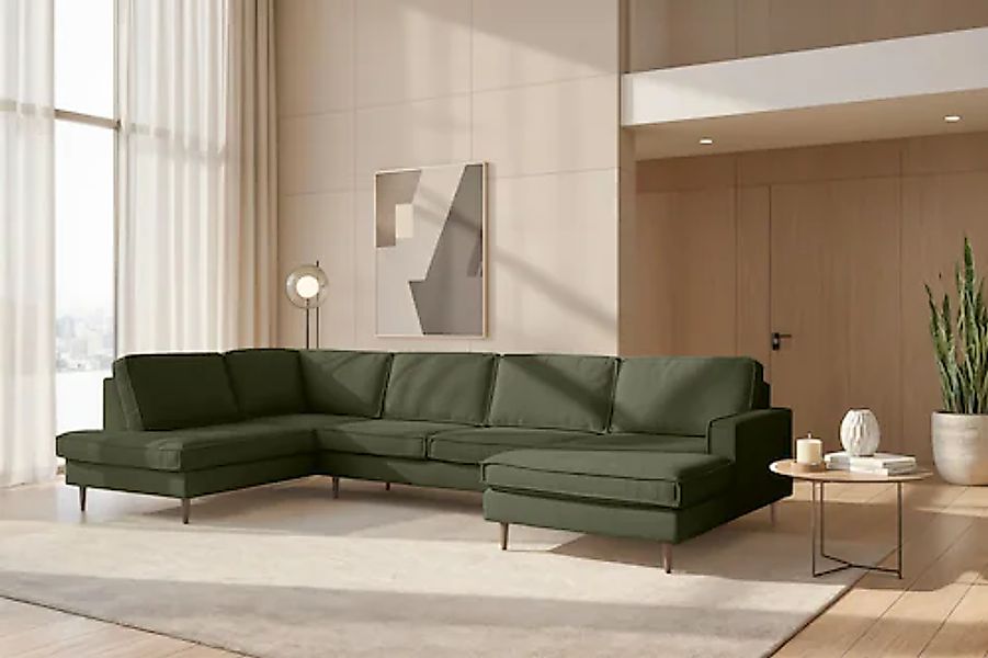 Home affaire Wohnlandschaft »Pinto Skandi, 350 cm, U-Form, XXL, mit Ottoman günstig online kaufen