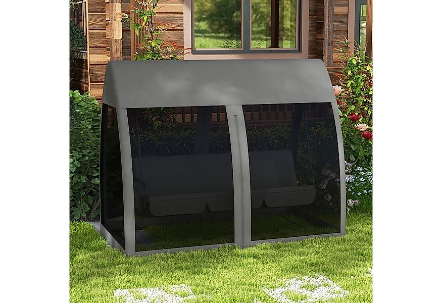 Outsunny Hollywoodschaukel 2 in 1, mit Liegefunktion, Baldachin, Mückennetz günstig online kaufen