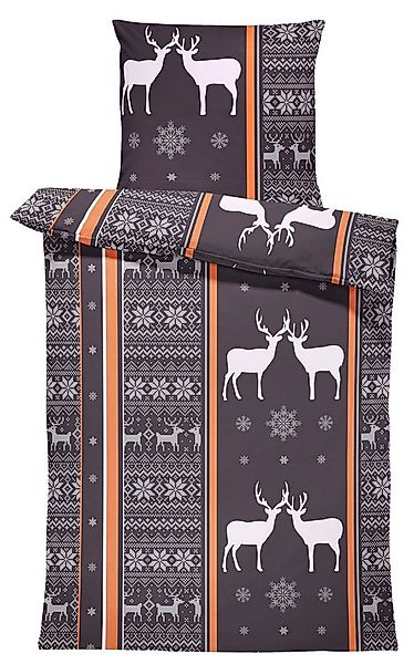 One Home Bettwäsche Rentiere, Biber, 2 teilig, Schneeflocken, kuschelig fla günstig online kaufen