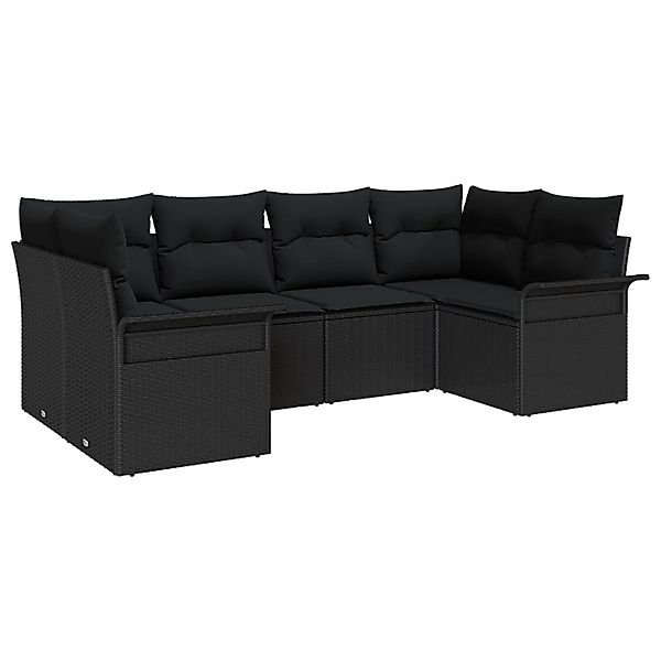 vidaXL Garten-Sofa-Set mit Kissen 6-Tlg Schwarz Poly Rattan 3354172 günstig online kaufen