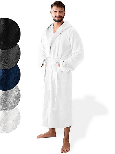 SIEGENTHAL Herrenbademantel 100% Baumwolle Frottee Velours mit Kapuze Waden günstig online kaufen