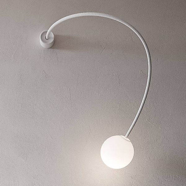 Karman Wandlampe Moony, weiß, Ø 15 cm, Ausladung 100 cm Glas günstig online kaufen