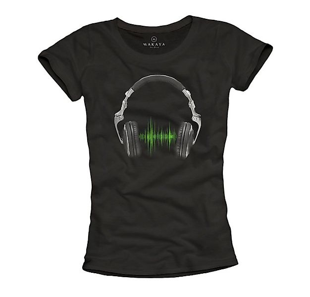 MAKAYA T-Shirt Damen Kurzarm mit Aufdruck Musik Band Kopfhörer günstig online kaufen