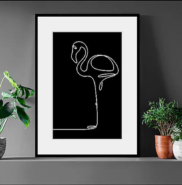 queence Bild »Stine« Flamingos   Kunst   Schwarz-Weiß 1 Stk. tlg. HD Premiu günstig online kaufen