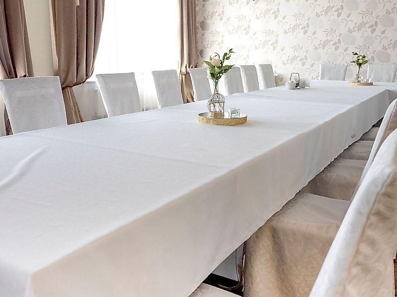 texpot Tischdecke Tafeltuch Atlaskante Breite 130 cm Damast weiß Baumwolle günstig online kaufen