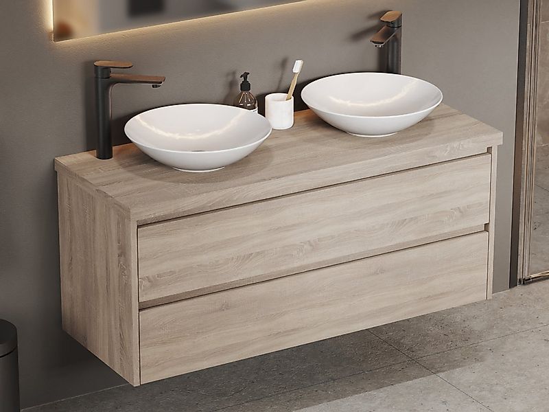 Aqua Bagno Badmöbel-Set mit 2 Waschbecken Doppelwaschtisch Badschrank hänge günstig online kaufen