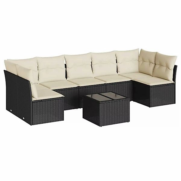 vidaXL 8-Tlg Garten-Sofagarnitur mit Kissen Schwarz Poly Rattan 3249275 günstig online kaufen
