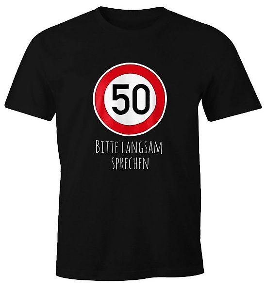 MoonWorks Print-Shirt Herren T-Shirt Geburtstag 50 Straßenschild Tempolimit günstig online kaufen