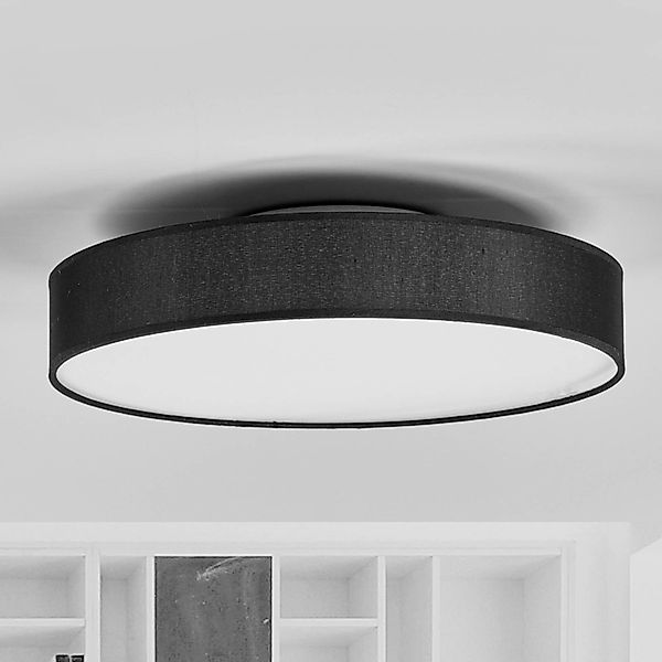 Lindby LED-Deckenlampe Saira, Ø 40 cm, schwarz, Textil günstig online kaufen