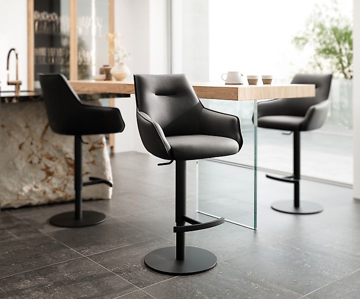 DELIFE Barhocker Alja-Flex, Drehfuß höhenverstellbar Metall Schwarz Echt-Le günstig online kaufen