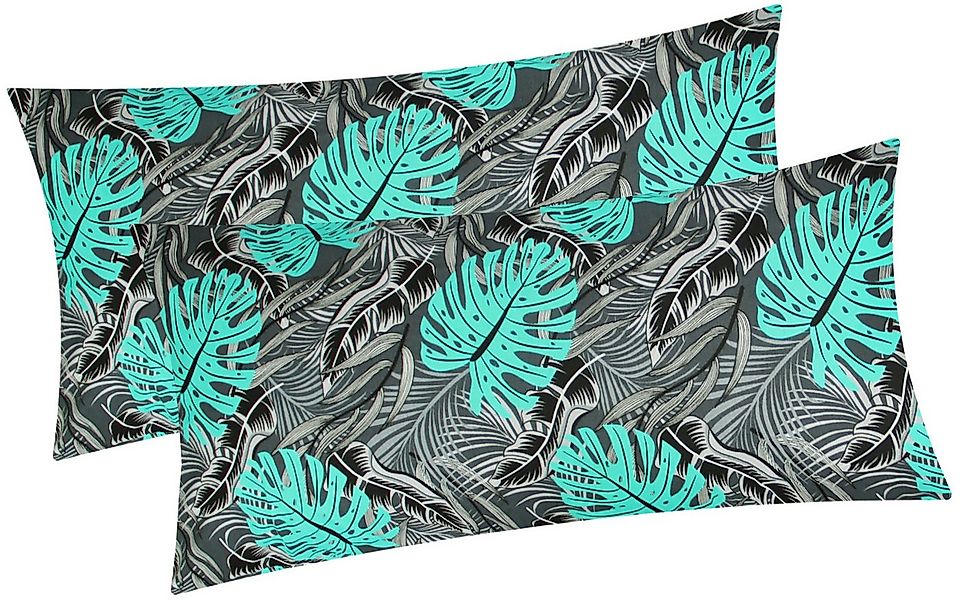 Heubergshop Kissenbezug, (2 Stück), 2er Set 40x80cm - Blätter Grau Schwarz günstig online kaufen
