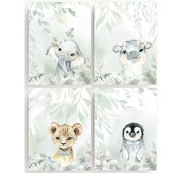 homestyle-accessoires Poster Bilderset Kinderbilder Babyzimmer WILDTIERE günstig online kaufen