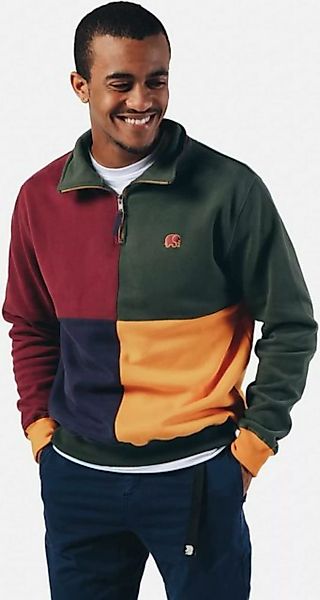 Trendsplant Rundhalspullover Color Block Half Zip Sweater "Harlequin günstig online kaufen
