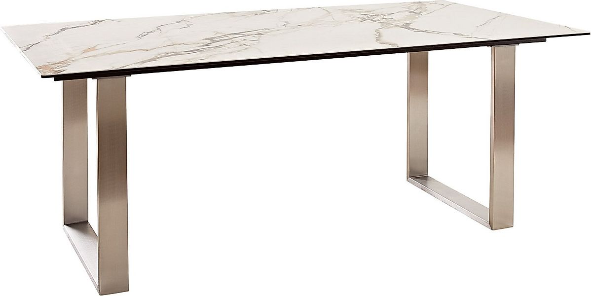DELIFE Esstisch Edge, Keramik Calacatta Luxe Weiß-Gold-Grau 200x100 Edelsta günstig online kaufen