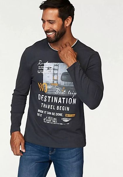 Man's World Langarmshirt Langarm, bedruckt, Rundhalsausschnitt, aus 100% Ba günstig online kaufen