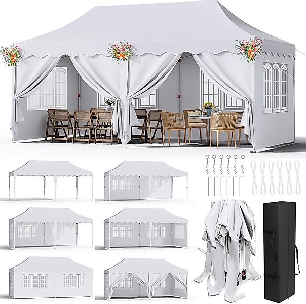 TLGREEN Faltpavillon 3x6 Pavillon Wasserdicht Stabil, mit 6 Seitenteilen, ( günstig online kaufen