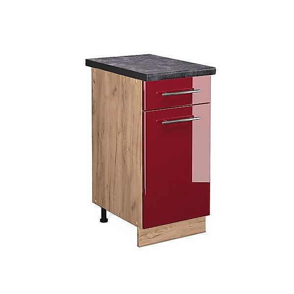 Vicco Küchenunterschrank Fame-Line Bordeaux Hochglanz/Goldkraft Eiche 40 cm günstig online kaufen