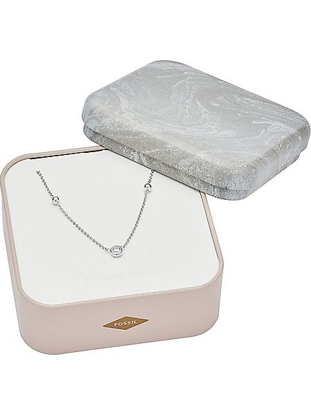 Fossil Collier Fossil Damen-Kette 925er Silber 3 Zirkon Herz günstig online kaufen