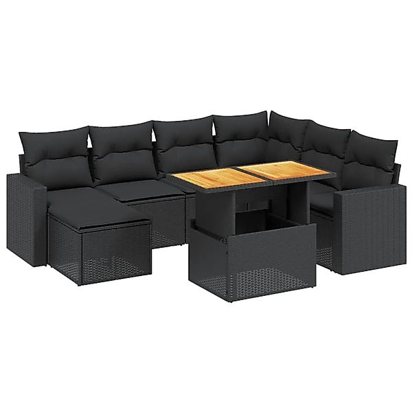vidaXL 8-Tlg Garten-Sofagarnitur mit Kissen Schwarz Poly Rattan 3275603 günstig online kaufen