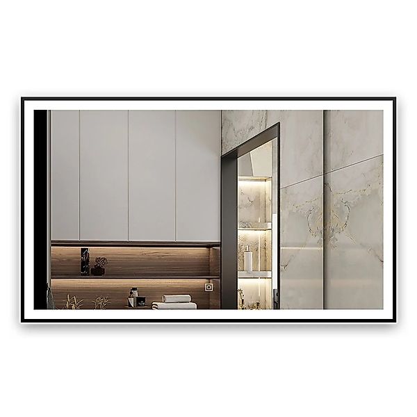 Aica Sanitär Badspiegel Schwarz Alu Rahmen 100x60 cm Spiegel mit LED Beleuc günstig online kaufen