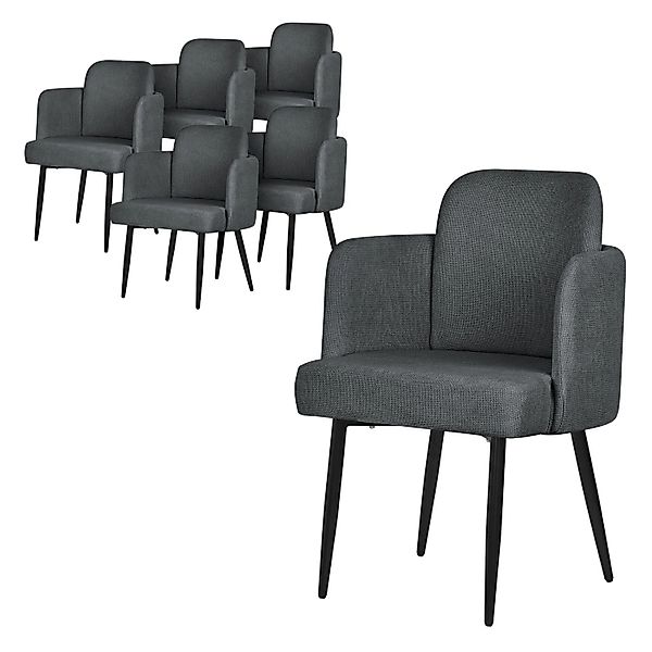 ML-Design Esszimmerstühle 6Er Set Anthrazit mit Stoffbezug & Armlehne günstig online kaufen