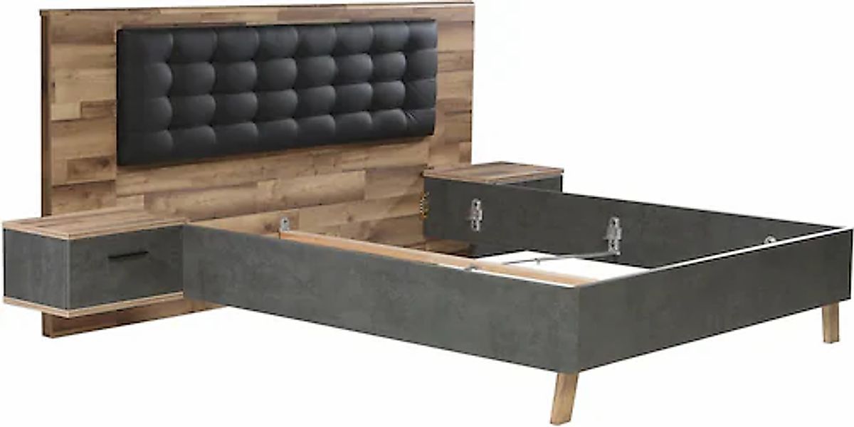 FORTE Bettanlage »Ricciano« Set, 3 Stk. tlg. mit 2 Nachttischen und Polster günstig online kaufen
