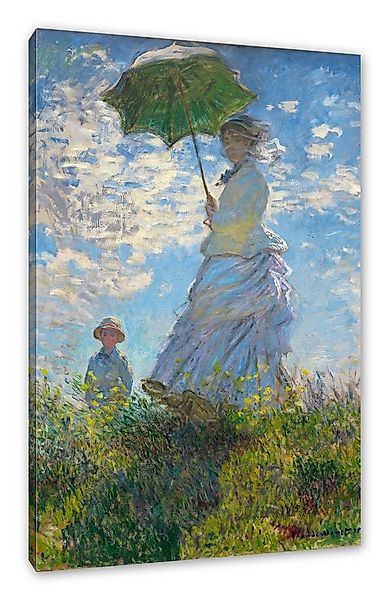 Pixxprint Leinwandbild Claude Monet - Frau mit Sonnenschirm, Claude Monet - günstig online kaufen