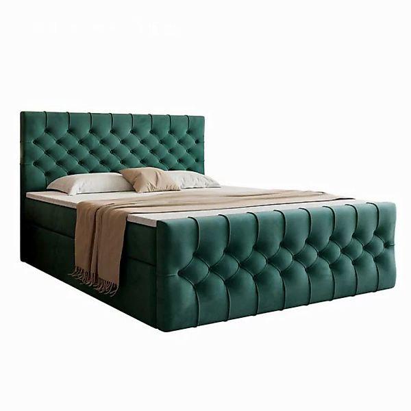 Goldstoff Boxspringbett TAURIEL mit Zwei Bettkasten (Federkernmatratze & To günstig online kaufen