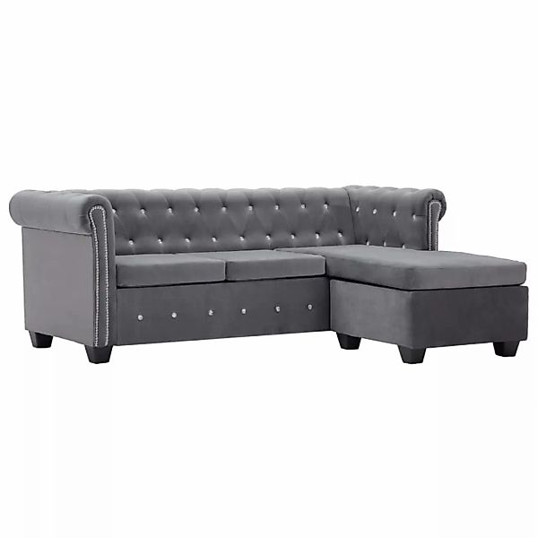 Chesterfield Sofa L-förmig Samtbezug 199x142x72 Cm Grau günstig online kaufen