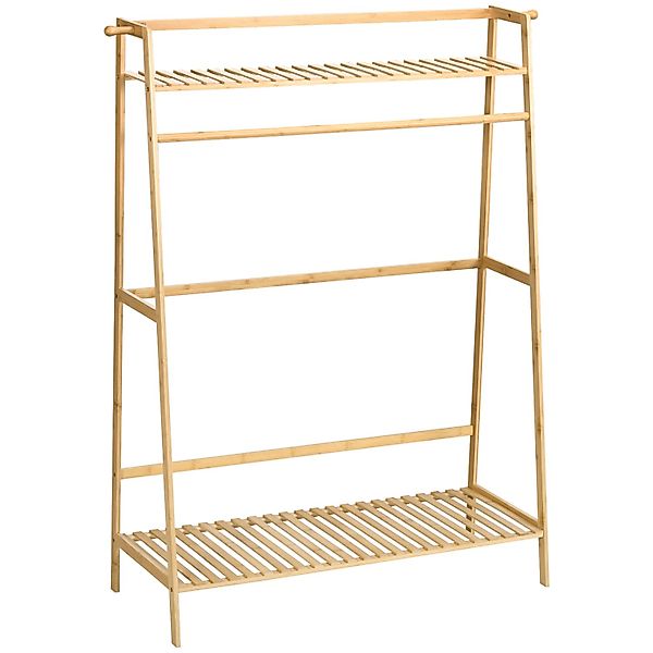 HOMCOM Kleiderständer mit Kleiderhaken Bambus Naturholz 114L x 40B x 139H c günstig online kaufen