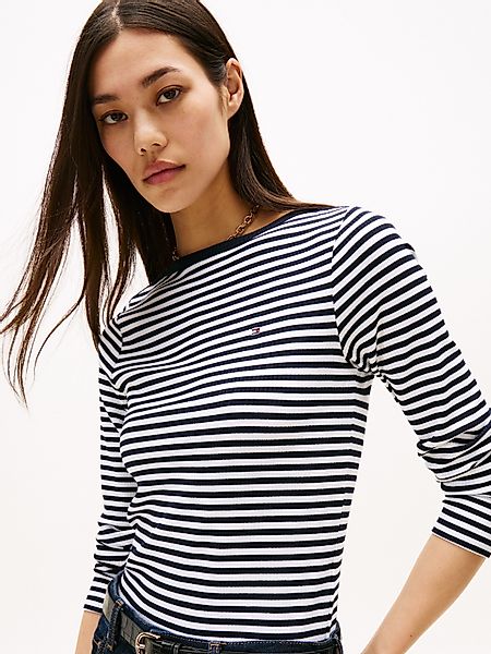 Tommy Hilfiger Langarmshirt "SLIM 5X2 RIB BOAT-NK LS mit U-Boot Ausschnitt günstig online kaufen