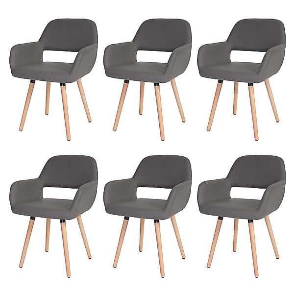 MCW Esszimmerstuhl A50 II 6er-Set Kunstleder Grau Helle Beine günstig online kaufen
