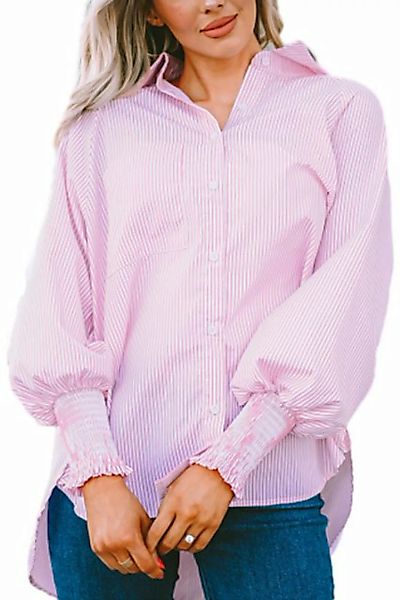 ENIX Streifenhemd Sommerliches gestreiftes Button-Down-Hemd mit Faltenbündc günstig online kaufen