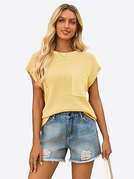 Imily Bela Kurzarmpullover Damen Trendige Pullover Tops aus Rippstrick (Pac günstig online kaufen