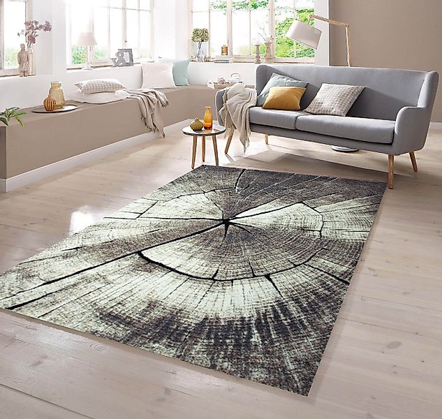 TeppichHome24 Teppich Teppich Baum Optik in Braun Beige Grau Creme, rechtec günstig online kaufen