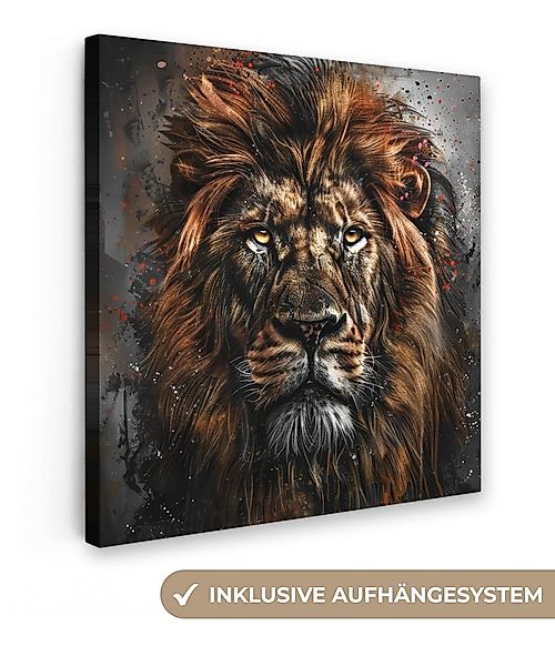 OneMillionCanvasses® Leinwandbild Löwe - Tiere - Porträt - Schwarz - Luxus, günstig online kaufen