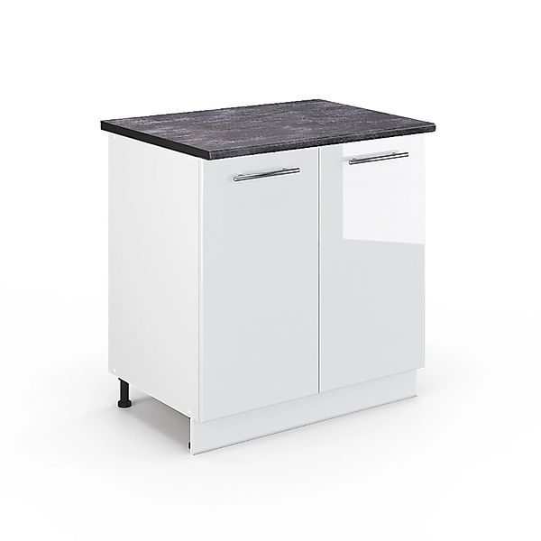 Vicco Spülenunterschrank Fame-Line Weiß Hochglanz/Weiß 80 cm mit Regal AP A günstig online kaufen