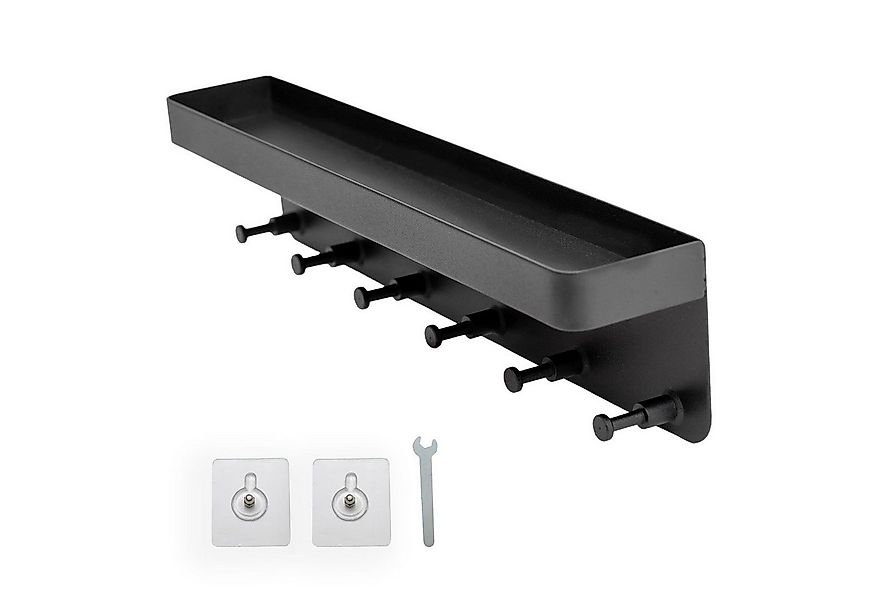 Intirilife Schlüsselbrett, (6 St), Schlüsselbrett mit Ablage in Schwarz - S günstig online kaufen