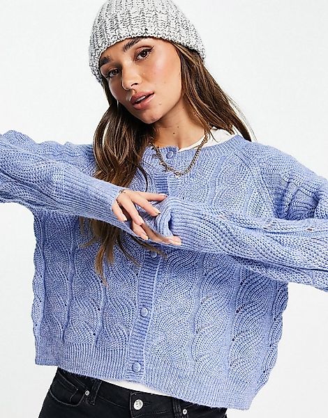 Vero Moda – Gemusterte Strickjacke in Blau günstig online kaufen