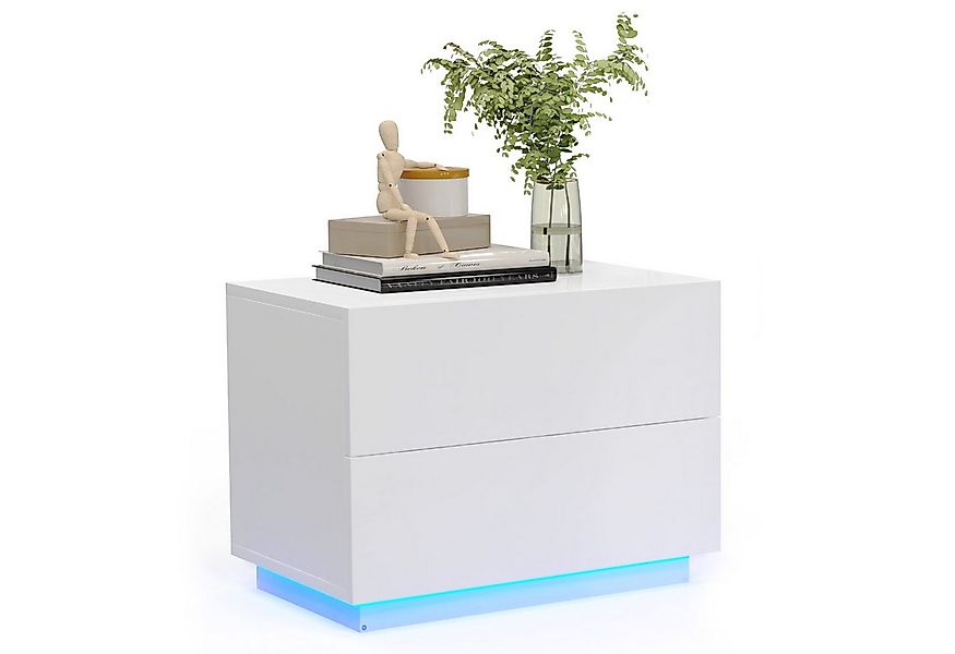 Mondeer Nachttisch LED Nachtkommode, Glänzend-Nachttisch mit USB-LED-Lampe, günstig online kaufen