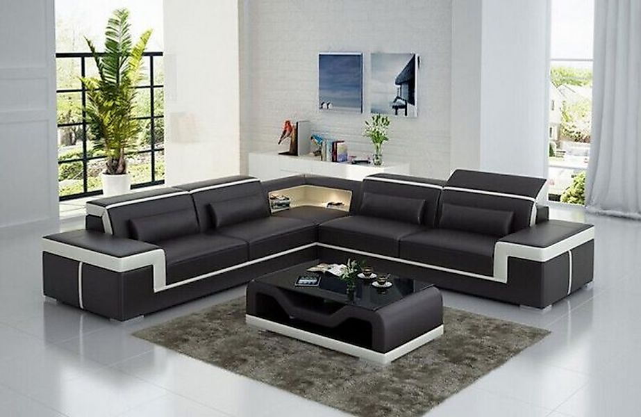 JVmoebel Ecksofa Ledersofa Couch Wohnlandschaft Ecksofa Eck Garnitur Design günstig online kaufen