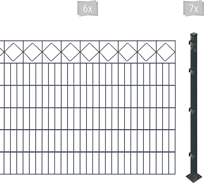 Arvotec Doppelstabmattenzaun »ESSENTIAL 120 zum Aufschrauben "Karo" mit Zie günstig online kaufen