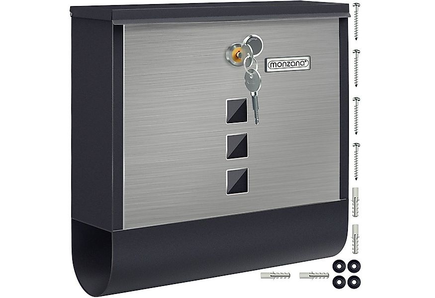 monzana Wandbriefkasten, Schwarz-Silber Edelstahl mit Zeitungsfach Kreuzsch günstig online kaufen