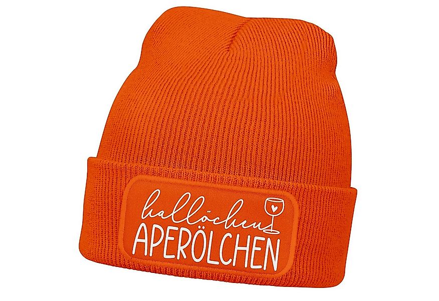MoonWorks Strickmütze Damen Beanie mit Patch Hallöchen Aperölchen Strickmüt günstig online kaufen